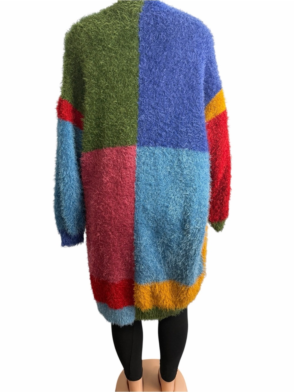 Farm Rio Colorblock Fuzzy Open Front Cardigan Sweater Multi - Picture 8 of 11